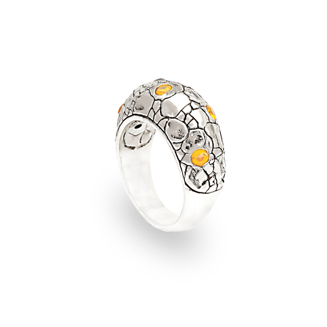 Anello Surya in argento 925 Collezione Crocodile Balinesia, vista laterale tre quarti