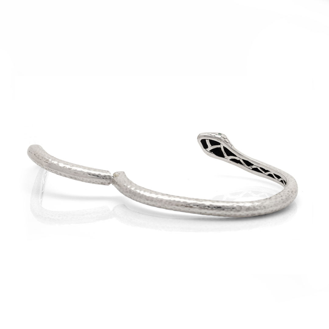 Bracciale serpente in argento 925 – Collezione Black Mamba Balinesia – vista laterale aperto